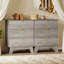 Ensemble de chambre à coucher 3 pièces, commode double cannelée à 9 tiroirs de 57 po de largeur et deux tables de chevet à 3 tiroirs-903795030