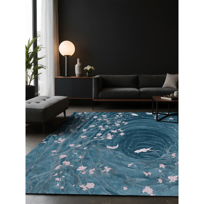 Tapis bleu soyeux et moelleux
