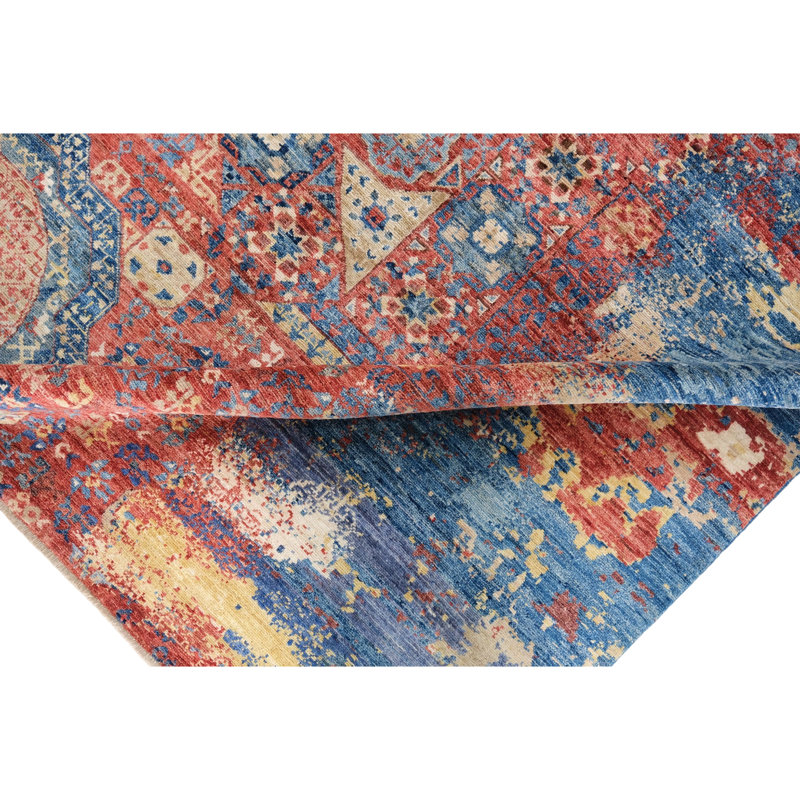 Hand Knotted Wool Area Rug in Multi