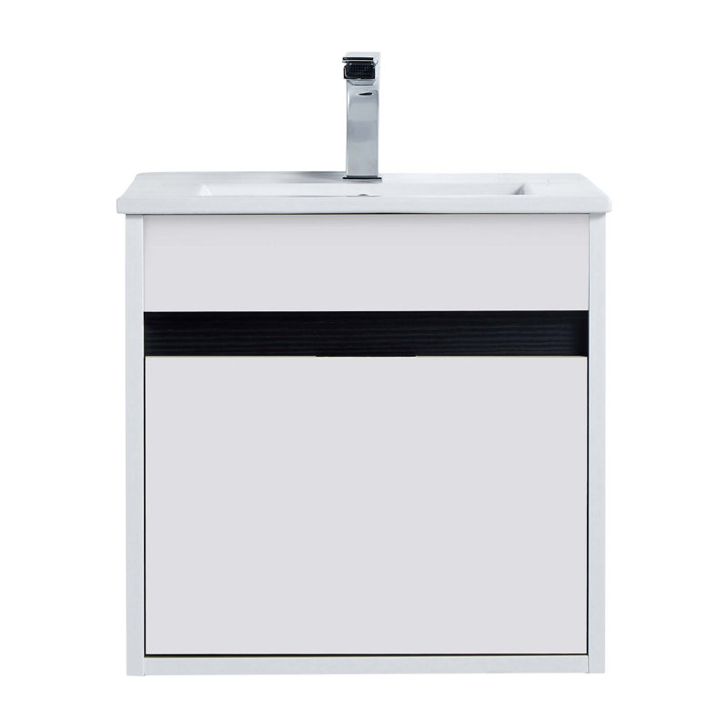 Kynlyn 20 " W Free Standing Wall Mounted Single Double Single Vanity Bathroom Vanity With Ceramic Top, White Matte