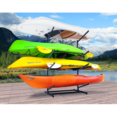 Support de rangement de kayak, supports de kayak pour le rangement extérieur: support autoportant réglable en acier robuste pour canots, planches à pagaie, planches de surf - idéal pour l'intérieur, l'extérieur, le garage, la remise, le quai