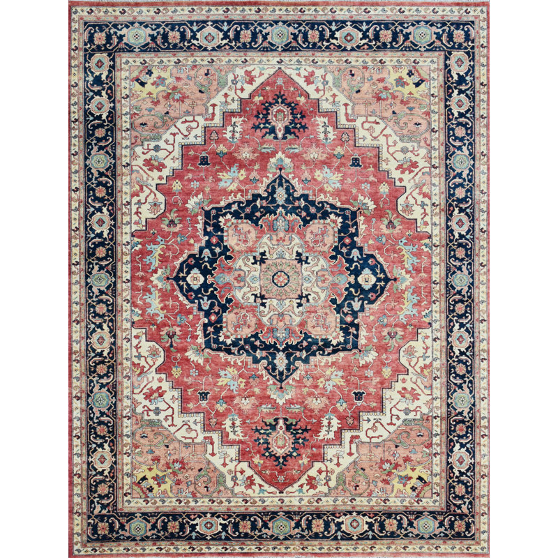 Hand Knotted Wool Oriental Indoor Rug, Rectangle 9' x 12'