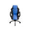 Chaise de bureau de jeu avec siège rembourré confortable, similicuir noir et bleu, cinq roulettes et hauteur réglable pour un travail de couleur moderne,