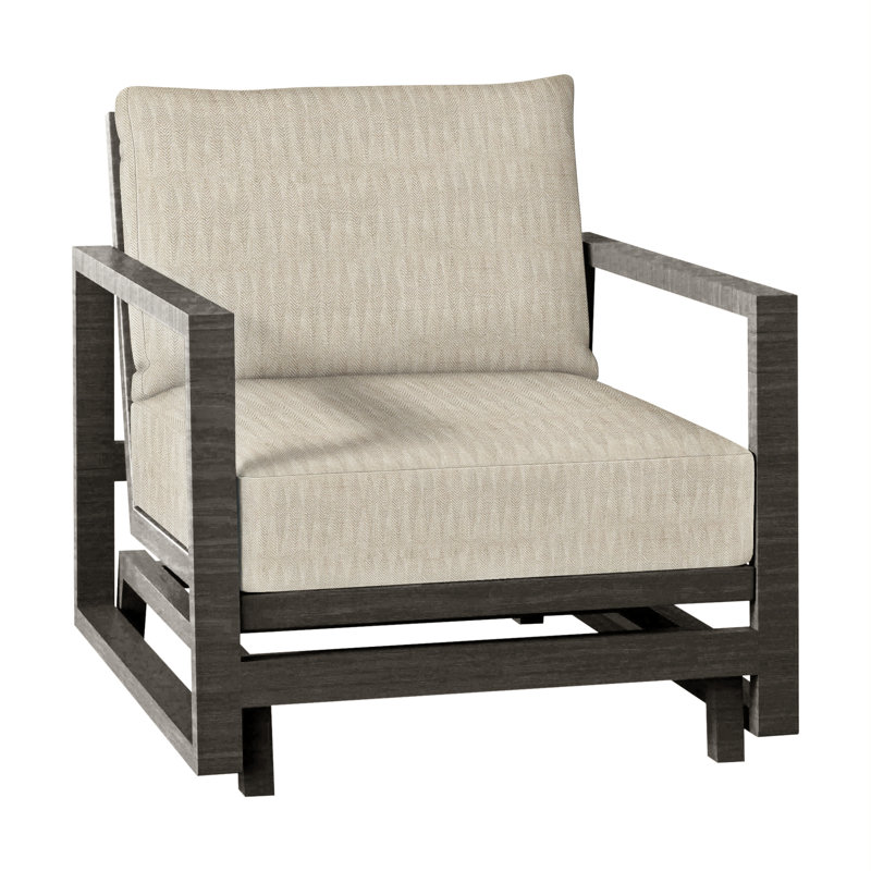 Avondale Patio Lounge Chair with Cushions, Slate Grey, No Welt, Herringbone Sand
