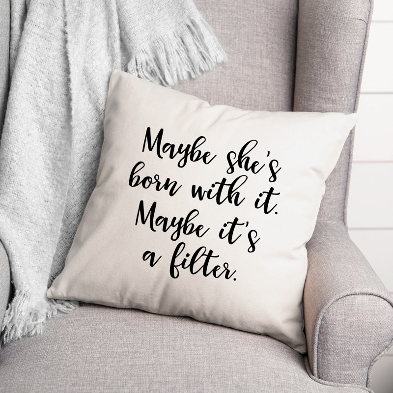Black And White Typography Collection Throw Pillow