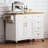 Kitchen Island With Drop Leaf, Embossed Texture Kitchen Island On Wheels With Spice Rack, Towel Rack, 2 Doors And 5 Drawers, Kitchen Storage Cart With Adjustable Shelf For Kitchen-1518097443