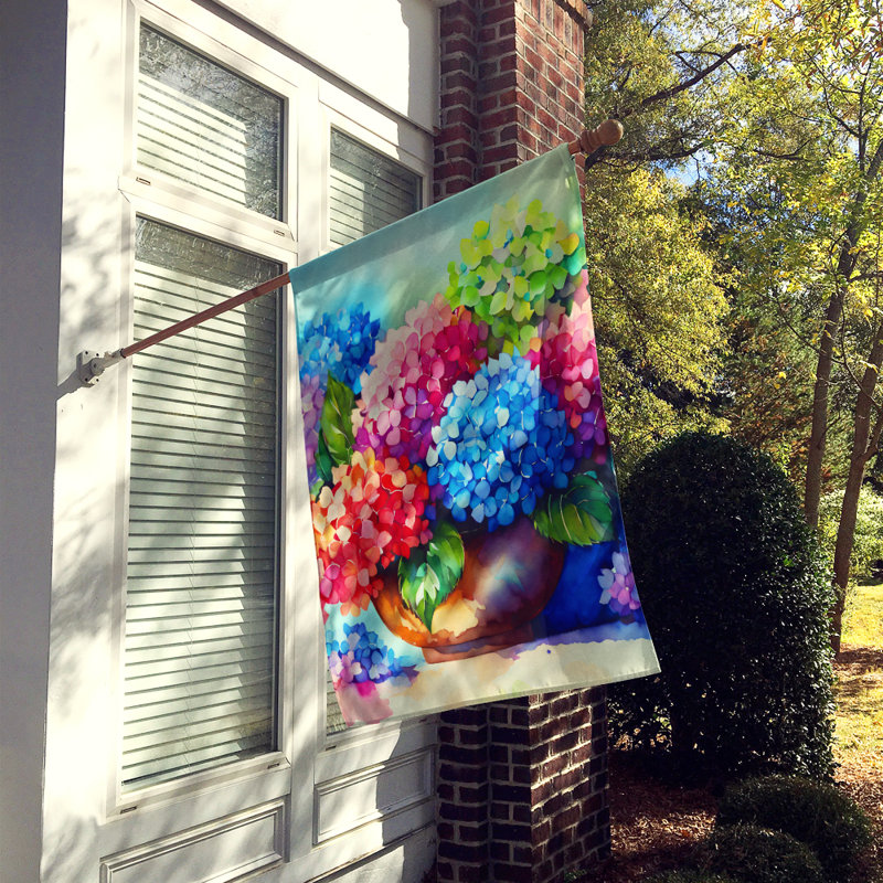 Hortensias dans le drapeau de la maison à l'aquarelle