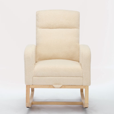 Modern Accent Rocking Chair Rocking Chair With Solid Wood Legs, Upholstered Nursery Glider Rocker, Comfy Armchair With Side Pocket, Living Room Lounge -  Isabelle & Max™, 157E1F795ED440F0B4B3B4F29A107988