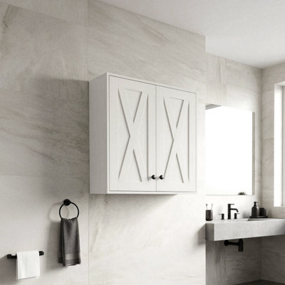 Armoire de salle de bain murale avec tablette, armoire à pharmacie, blanc