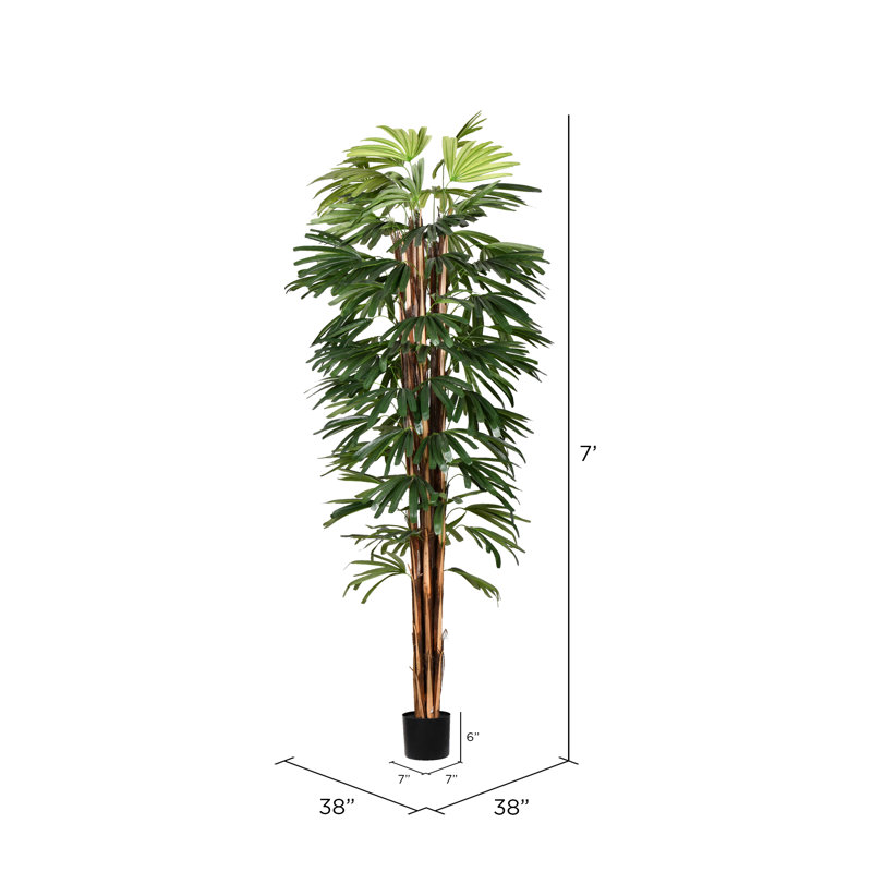 Artificial Potted Rhaphis Tree, 84" H x 38" W x 38" D