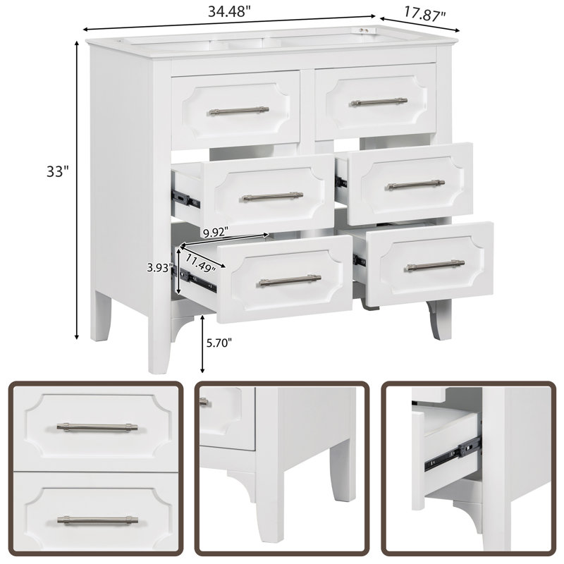 34.5'' Single Bathroom Vanity Base Only