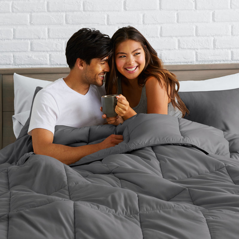Bare Home Duvet and Pillowcase Set, Grey, Double