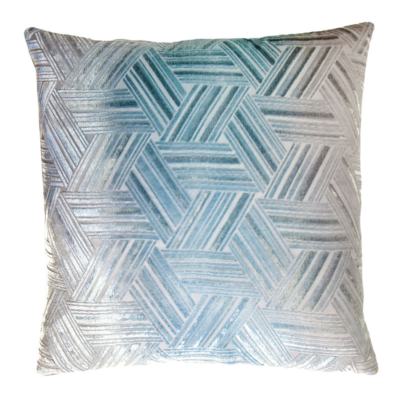 Entwined Square Velvet Pillow Cover & Insert, 22" x 22", Robin's Egg