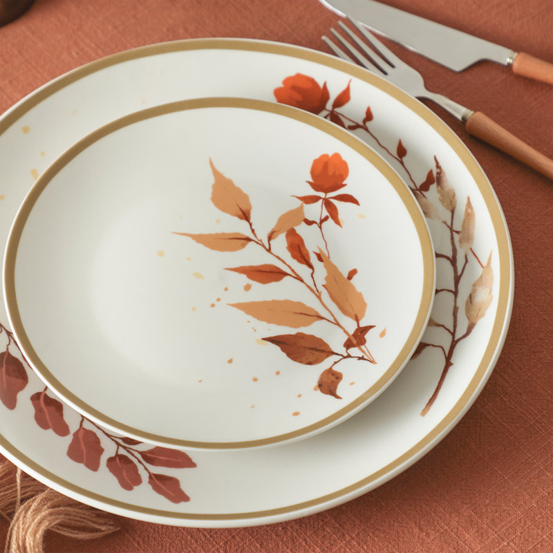 Stone Lain Maple 24-Piece Dinnerware Set Porcelain