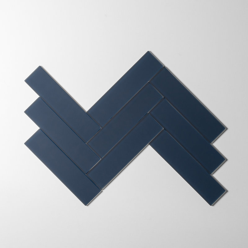 2 po x 8 po Carrelage en verre, Bleu profond mat