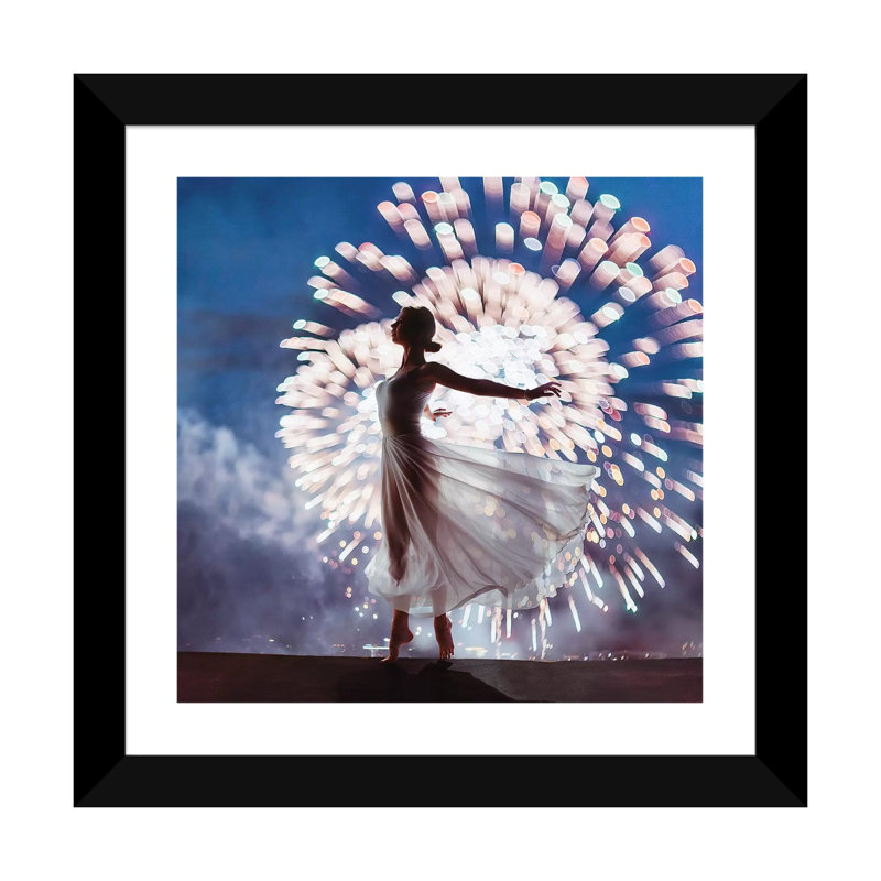 Feux d’artifice de Hobopeeba-reproduction de photo, Blanc, H 16 po x l 16 po x p 1 po, Papier encadré noir