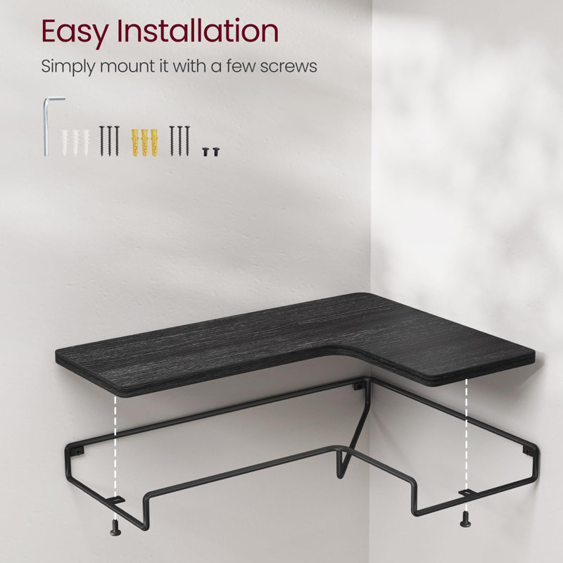 L-Shaped Corner Shelf, Black