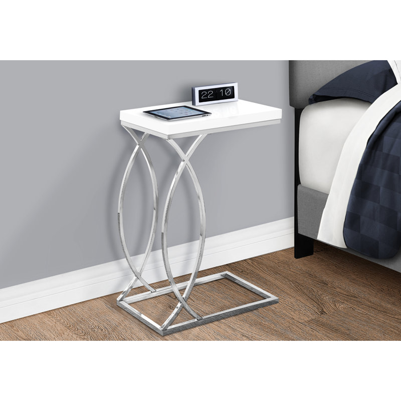 Contemporary Living Room Table With Glossy White Finish And Metal Accents Versatile Bedroom Side In For Home Decor
