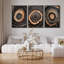 Ensemble d'anneaux d'arbre en toile sur toile, impressions d'art encadrées rustiques pour salon de campagne ou décor intérieur moderne inspiré des bois-112455150-112455149-112455188