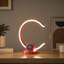 Lampe de table DEL moderne en forme de C de 33,7 cm (13,25 po) rouge vif avec port de chargement USB/sans fil et variateur tactile