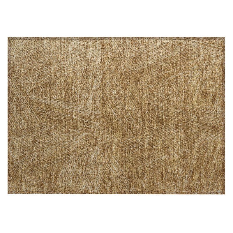 Gold Rectangular Machine Washable Synthetic Indoor/Outdoor Rug