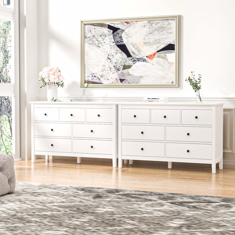 Commode 7 tiroirs Sikha, Blanc