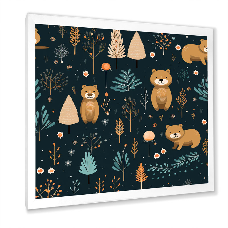 Art mural «Teady Bear Nursery - Bear 2», Cadre simple blanc, H 36 po x l 36 po x P 1,5 po