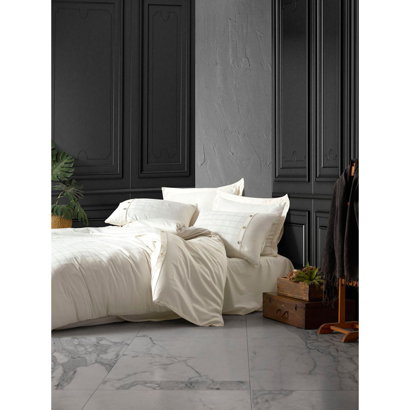 Ensemble de housse de couette 100% coton 6 pièces Cyani, Crème