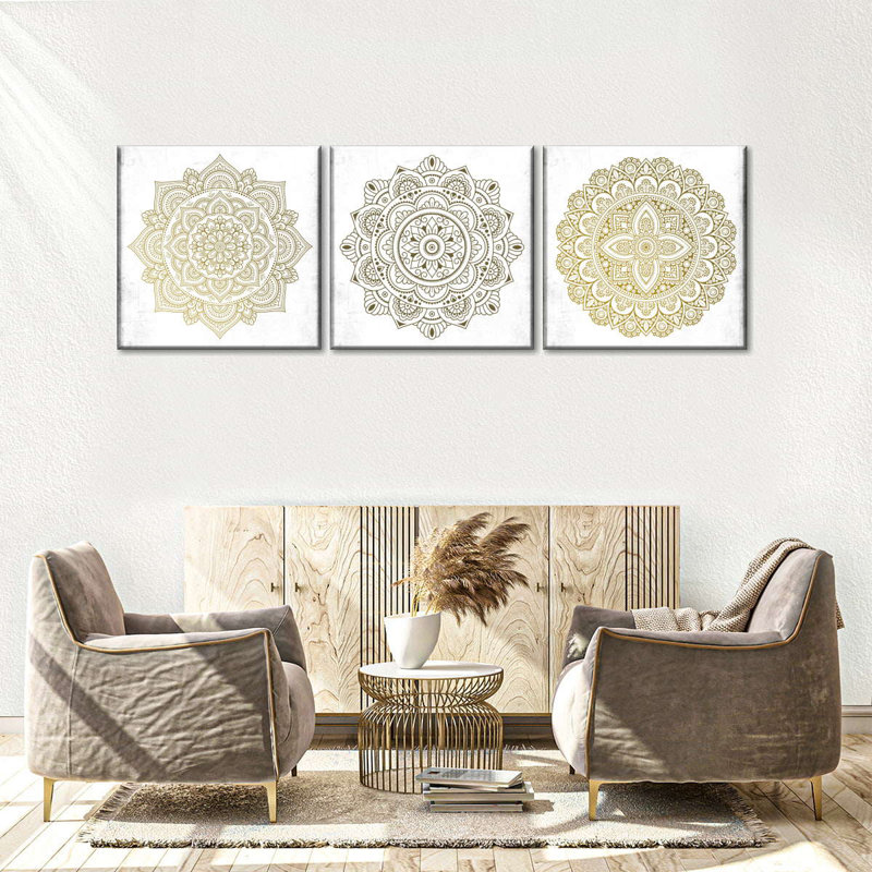 «Mandalas In Gold», reproduction sur toile, H 8 po x l 26 po x P 1 po