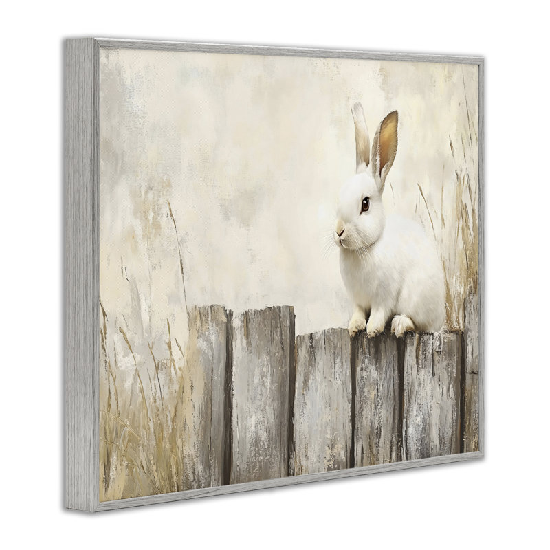 Lapin sur la clôture, estampe numérique, design par Franklyn Gregory, H 11 po x l 14 po, Estampe numérique Farmhouse