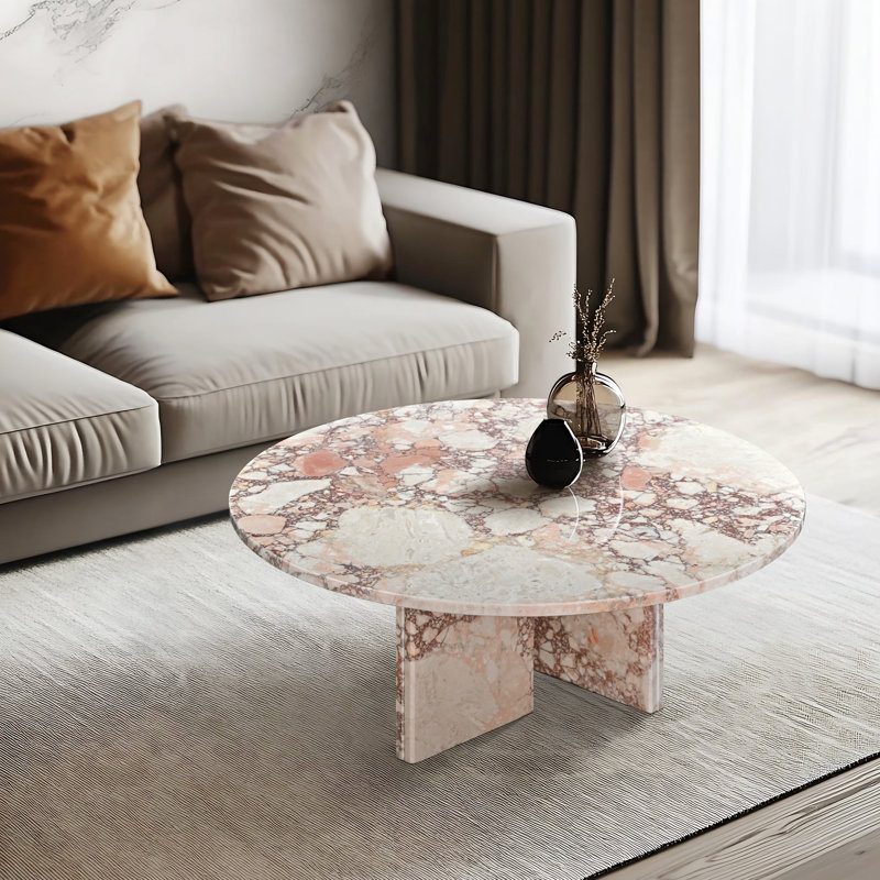 Table basse en marbre naturel, pierre de table de salon, 27,6 H 12,6 pouces / 70 H 32 cm, marbre véritable, marbre véritable