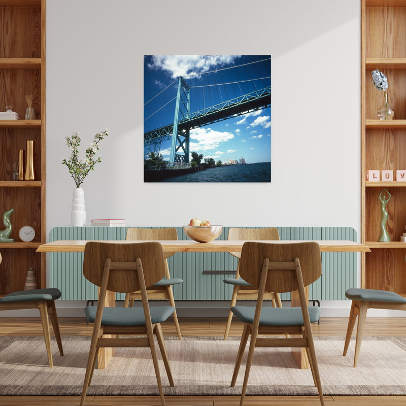 Bridge Across A River Ambassador Bridge Detroit River Detroit Wayne County Michigan USA by Mark Segal - Wrapped Canvas Print