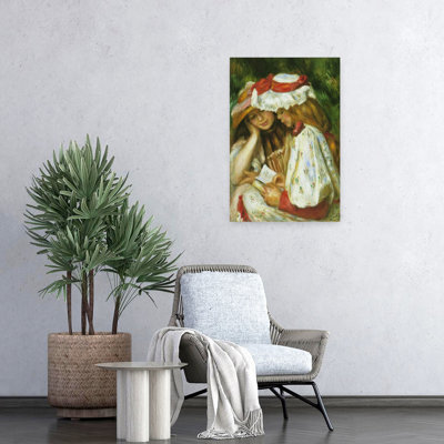 Two Girls Reading Classic Contemporary Spring Summer Wall Art Print by Claude Monet - 1 Piece Wrapped Canvas Wall Art