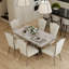 Luxury 64 Inch Faux Marble Dining Room Table With Mirrored U Shaped Base In White Silver-105529710