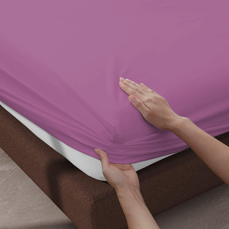 Leila Microfiber 25cm Deep Pocket Fitted Bed Sheet, Double (4'6), Purple
