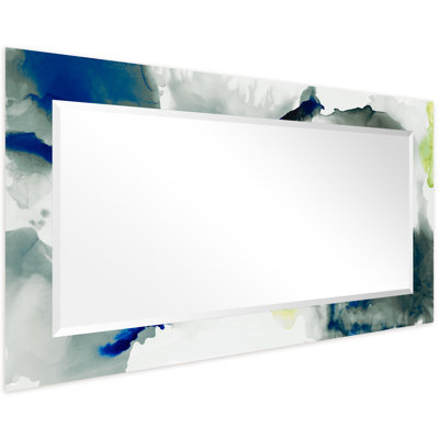 "Part The Skies I"Rectangular Beveled Mirror on Free Floating Reverse Printed Tempered Art Glass
