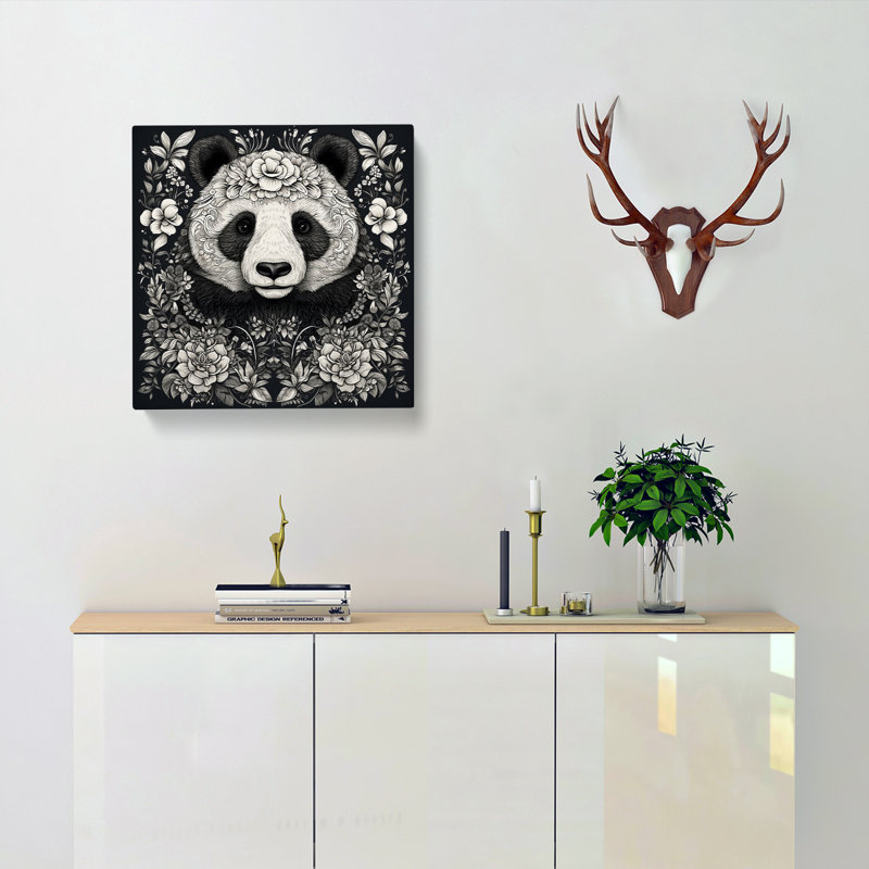 Panda Ornamental - Wrapped Canvas, 50cm H x 50cm W x 3cm D