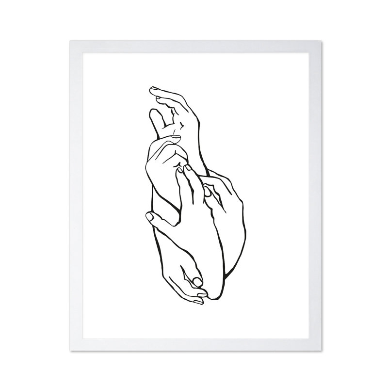 Famille tenant par la main, 24"H x 32"W, Poster, White Framed