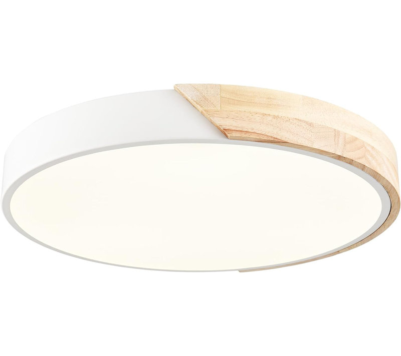 Ronson Wood LED Flush Mount Light, White