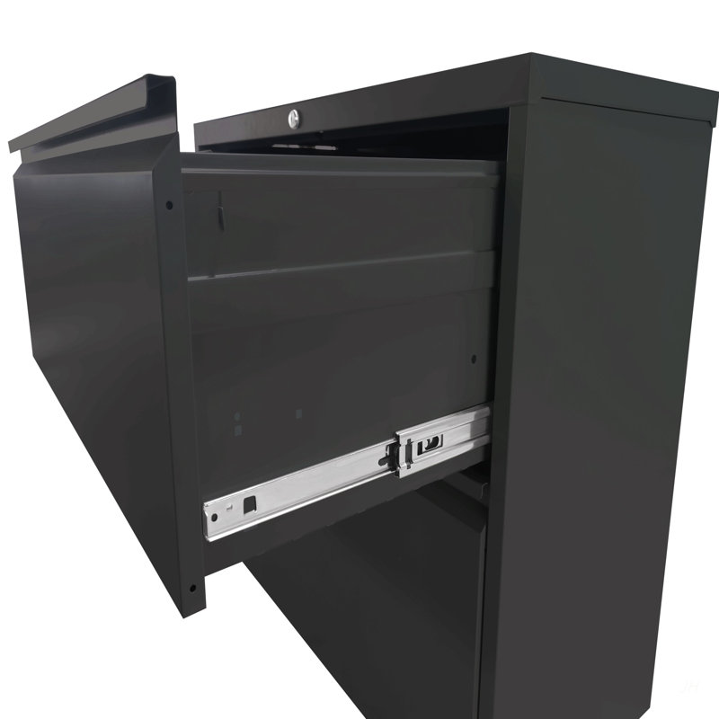 Lateral File Cabinet 4 Drawer, Black Filing Cabinet with Lock, Lockable File Cabinet for Home Office, Locking Metal File Cabinet for Legal/Letter/A4/F4 Size