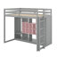 Lit mezzanine simple en bois avec garde-robe, tablettes et armoire-656811559
