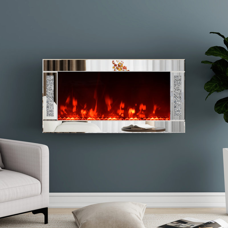 Shellenbarger Symple Stuff 5.39 " W Silver Electric Fireplace with BTU 5300
