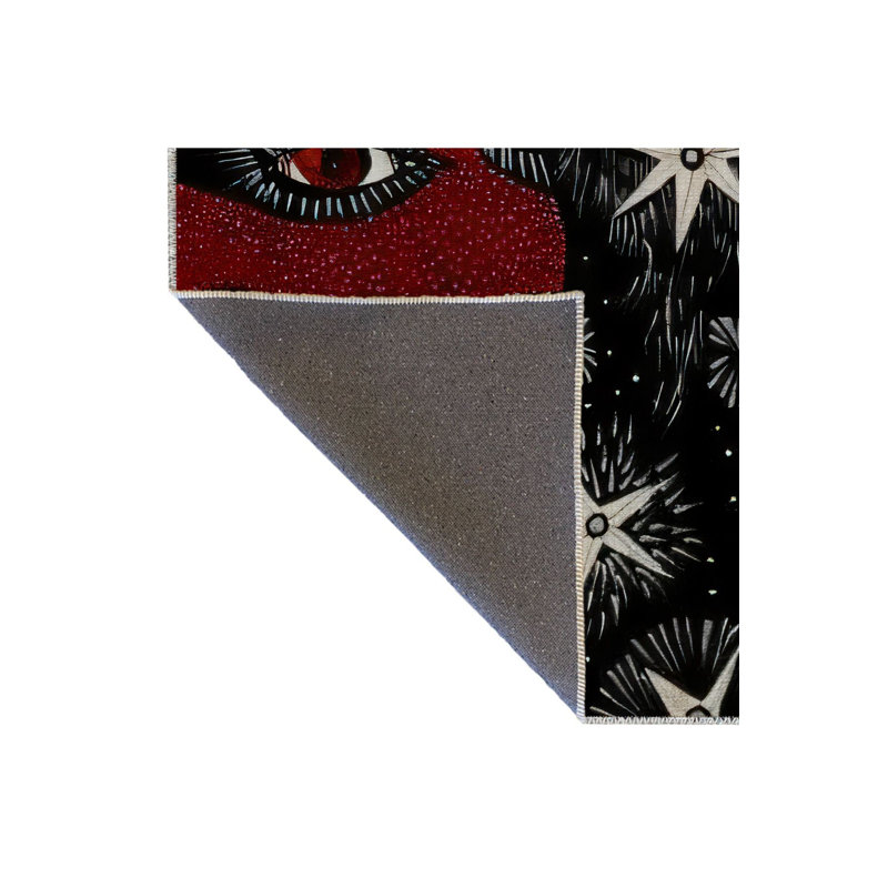 Tapis décoratif lavable à la machine noir et noir, Rectangle 3 pi 3 po x 4 pi 11 po