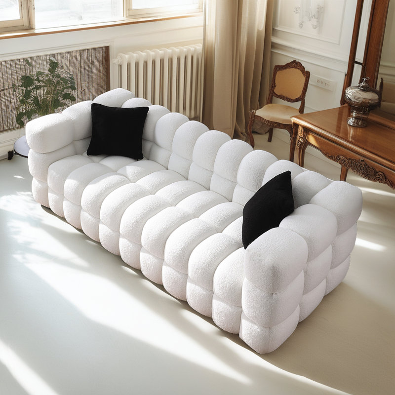 Canapé 3 places Plush Bouclé, Blanc