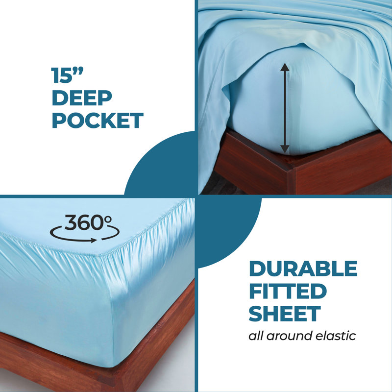 Lit de poche modulaire modulaire de Beechwood, Bleu clair, Ensemble de draps pour très grand lit californien