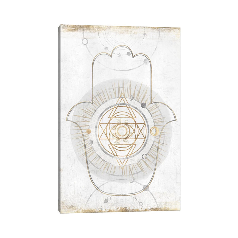 Gold Hamsa I by Isabelle Z - Print on Canvas, 66.04 cm H x 45.72 cm W x 3.175 cm D, Wrapped Canvas