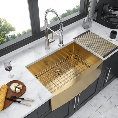 33 Inch Farmhouse Sink With Nano-PVD Finish And 16 Gauge Stainless Steel Construction