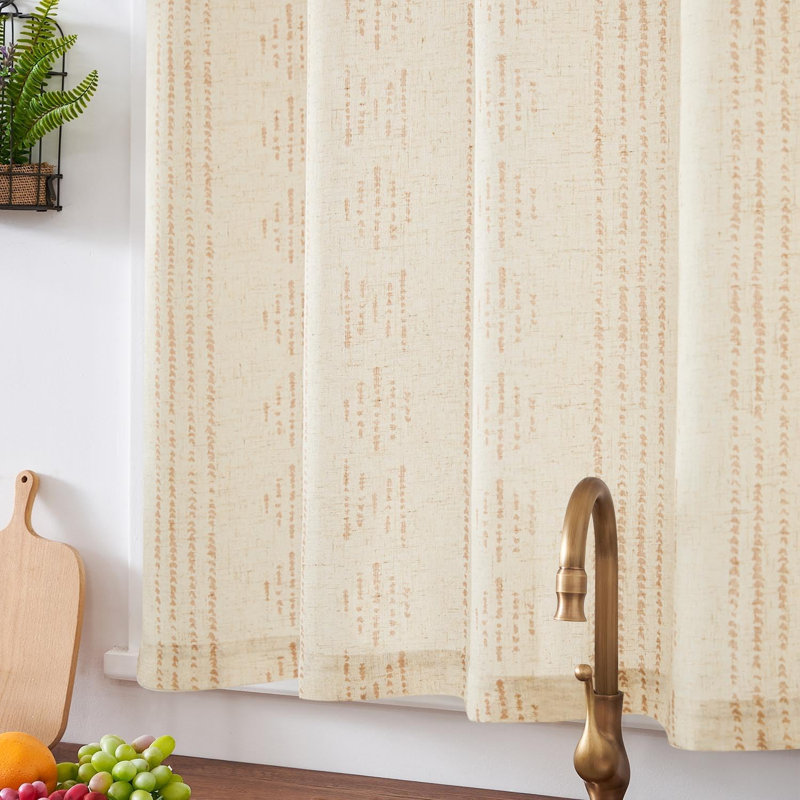 Rideau de cuisine Boho Linen, Brun clair / beige, L 50 po x L 24 po