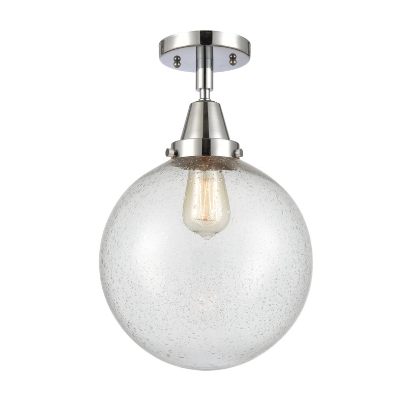 Amede Glass Flush Mount, Seedy, 12.5" H x 10" W x 10" D, Polished Chrome