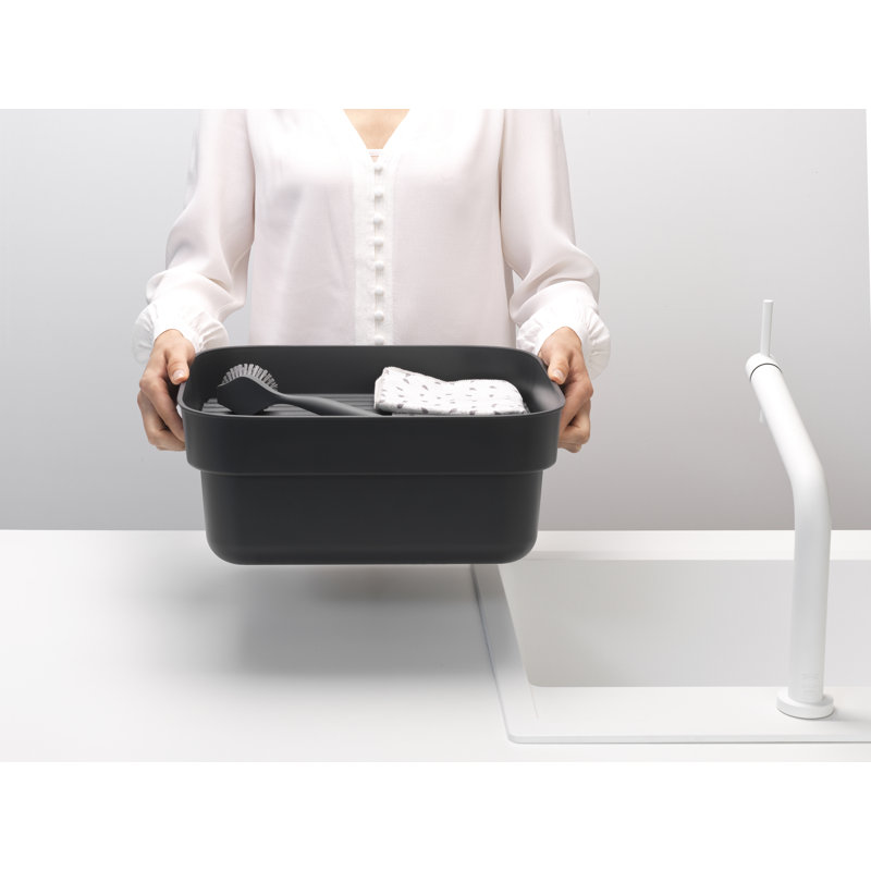 Brabantia Sink Side Dishwashing Tub with Drying Tray, Dark Gray